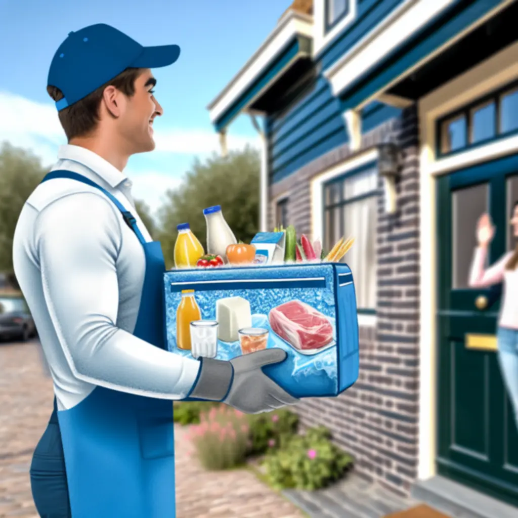 Gekoelde bezorging van verse producten bij een Nederlandse voordeur