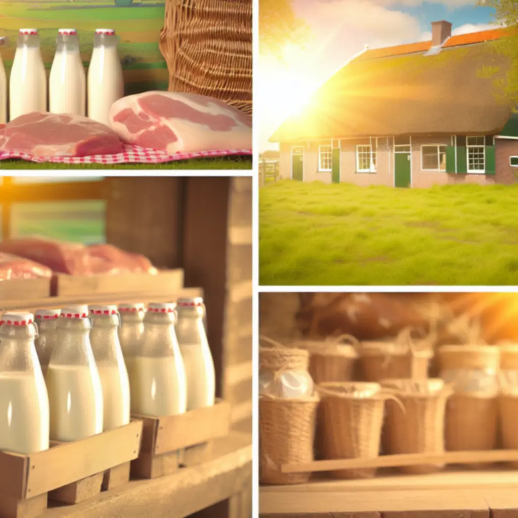 Verse melkflessen en vleesproducten van de boerderij